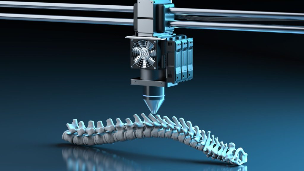 Drukarka 3D, druk kręgosłupa. Połączenie obróbki skrawaniem CNC z drukiem 3d